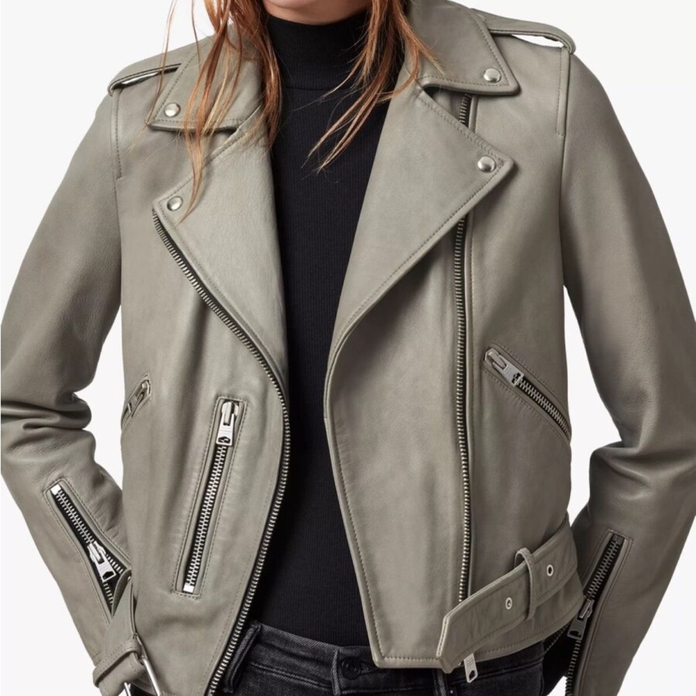 All Saints balfern moto lamb leather jacket in size us 0 uk 4. Worn a few times